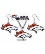 DENVER BRONCOS NECKLACE &amp; EARRINGS SET FOOTBALL NFL HOT! JEWELRY FREE SH... - $24.72