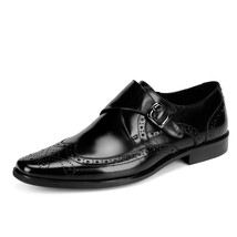 mens formal shoes genuine leather oxshoes for men black dress wedding buckle lea - £150.27 GBP
