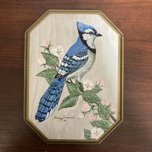 Vintage OOAK Blue Jay Bird Signed Hand Painted Wooden Wall Plaque Nature... - $34.65