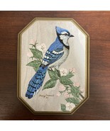 Vintage OOAK Blue Jay Bird Signed Hand Painted Wooden Wall Plaque Nature... - £27.45 GBP