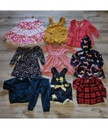 Girls Clothes Lot Size 12 18 24 Mo 11pc Baby Jacket Dresses Overalls Rai... - $35.50