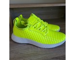 Neon Green Women Metallic Sneakers Lightweight Quilted Lace Up Studded S... - $23.75