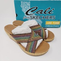 Skechers Womens Sandals Sz 9 Cali Beverlee Wedge Heel Multi Rainbow 38554 - $33.87
