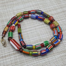 Vintage Venetian African Style Glass Chevron Beads Long necklace - $62.38 CAD