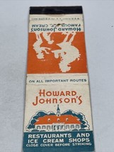 Matchbook Cover Howard Johnson’s Restaurant &amp; Ice Cream Shops  gmg  Unstruck - £9.80 GBP