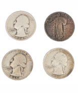 4 US Quarters Coins 1927-35 90 Percent Silver Readable Dates Philadelphi... - $31.59