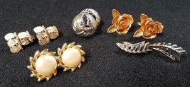 Vintage Coro Jewelry Lot Gold Silver Earrings Clip On Glamor Magic Screw Pearl - £8.01 GBP