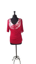 Soft Surroundings Womens Ladies Red &amp; Cream Top Shirt Size Pm Petite Medium - £13.70 GBP
