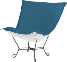 Pouf Chair HOWARD ELLIOTT Ocean Blue Seascape Sunbrella Acrylic Outdoor - £956.28 GBP