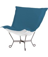 Pouf Chair HOWARD ELLIOTT Ocean Blue Seascape Sunbrella Acrylic Outdoor - £934.97 GBP