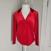 Coldwater Creek Button Up Collared Shirt ~ Sz M ~ Red ~ Long Sleeve - £19.00 GBP
