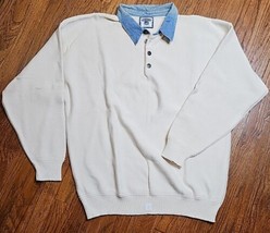 Vintage 90s Lee Sweater Mens Polo Denim Collar Long Sleeve Pullover Extra Large - £40.18 GBP