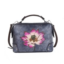 Vintage Hand Painted Women Handbag New Genuine Leather Floral Soft Cowhide Leisu - £111.08 GBP