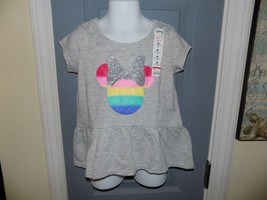 Disney Jumping Beans Minnie Mouse Glitter Gray Short Sleeve Shirt Size 4... - £12.28 GBP