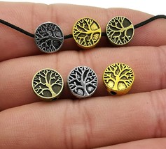 Tree of Life Beads Antiqued Silver Gold Bronze Assorted Lot Flat Coin 9m... - £16.99 GBP