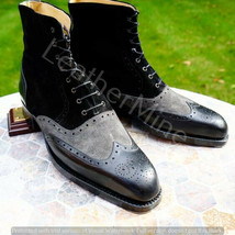 Men&#39;s handmade Leather Dress Boots, Tow tone leather formal lace up dress boots - £189.83 GBP