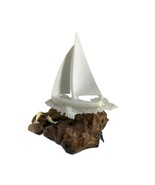 Vintage John Perry Sailboat Dolphin Burl Wood Art Sculpture Marine Sea L... - £54.12 GBP