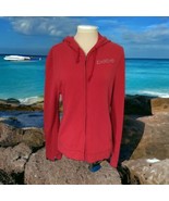 Bebe Rhinestone Hoodie Sweatshirt Large Jacket Y2K Logo Red Zip Front Po... - £27.23 GBP