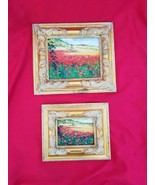 Vintage MCM mid cen Impressionist Oil Paintings Lot X 2 Red Poppies Fiel... - £233.45 GBP