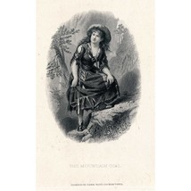 1880 Mountain Girl, Vignette Die Proof on india on card, Hamilton Bank N... - $78.99
