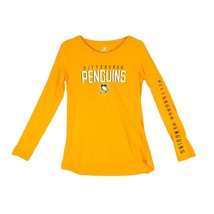 NHL Pittsburgh Penguins Hockey Women&#39;s S Long Sleeve T-Shirt Fanatics Gold - £16.74 GBP