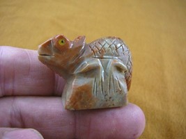 Y-LIZ-CH-9 orange CHAMELEON LIZARD carving SOAPSTONE Peru FIGURINE stone... - $8.59