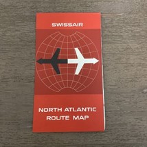 1965 SWISSAIR AIRLINES NORTH ATLANTIC ROUTE MAP 18 BY 20 1/4 - $15.00