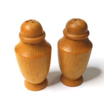 Vintage Ucago Hand Turned / Carved MCM Wood Salt &amp; Pepper Shakers - £6.50 GBP