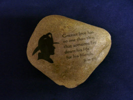 Fireman Fire Fighter unique gift idea Prayer stone John 15:13 Greater lo... - £18.95 GBP