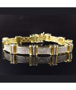 9&quot; Statement Link Men&#39;s Bracelets 2.50 Ct Real Moissanite 14K Yellow Gol... - $7,472.85 MXN