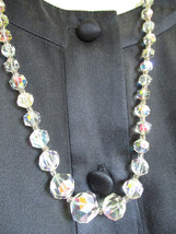 Vintage Prism Cut AB Austrian Crystal Strand Necklace 23 Long Marcasite ... - $23.74