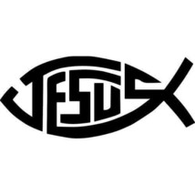 2x Jesus Fish Vinyl Decal Sticker Different color &amp; size for Cars/Bike/Windows - £3.52 GBP+