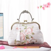 Lady Handmade Fabric  Embroidery Vintage Evening Handbag Women Fashion Chinese T - £78.38 GBP