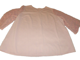 NICE Womens 2XL XXL BLOUSE Dusty Rose PINK Sheer Sleeves 3/4 Chenille Po... - $16.82