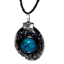 Antique Southwest, Blue NV. Turquoise Pendant on 18&quot; Rope Necklace - £19.78 GBP