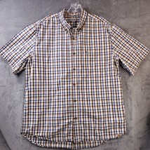 Carhartt Shirt Men&#39;s XL Blue Brown Plaid relaxed Fit Short Sleeve 101552... - $14.47