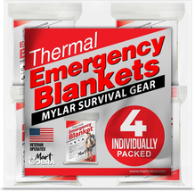 Emergency Blanket 4-Pack Space Mylar Blankets Survival Gear and Supplies... - $10.67