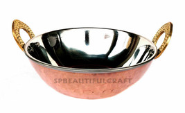 Copper Steel Karahi Tableware Dish Serving Bowl Kadai Pan Wok 6x2.3 Inch 400ML - £19.31 GBP