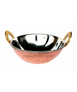 Copper Steel Karahi Tableware Dish Serving Bowl Kadai Pan Wok 6x2.3 Inch 400ML - $24.16
