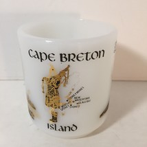 Cape Breton Island Milk Glass Mug Gold Bag Piper Souvenir Tourist Coffee... - $18.79