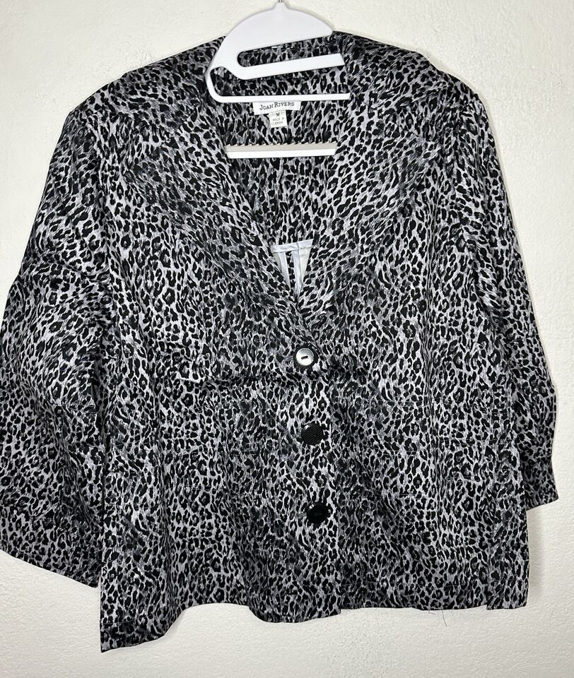 Joan Rivers Safari Chic Signature Gray Black Jacket Size Medium - $29.99