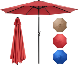 Outdoor Patio Umbrella 9&#39;, Outdoor Table Umbrella with 8 Sturdy Ribs, Market Yar - £39.07 GBP