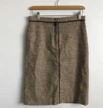 Chiaken Wool Skirt 2 Brown Pencil Mid Rise Flat Front Knee Length Office Suiting - £20.93 GBP