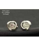 Round Cubic Zircon Flower Design 925 Sterling Silver Engagement Studs Ea... - £92.37 GBP