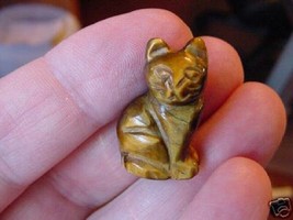 (Y-CAT-SI-503) Sit KITTY CAT in golden TIGEREYE gemstone STONE carving cats - £6.75 GBP