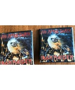 Lot of 2  Vintage Buttons Iron Maiden Live After Death 1.5&quot; Square 1980&#39;s - $7.69