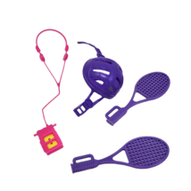 Vintage Mattel Barbie Pink Walkman Cassette Player Purple Helmet Tennis Rackets - £11.14 GBP