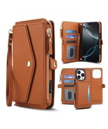 Generic For iPhone XR (Color: BROWN) Zipper Leather Wallet Case Crossbod... - $108.92