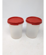 2 Vintage Tupperware Modular Mates Round  15 oz. Container 1606 w Red Se... - $9.89