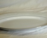 Royal Palm Crown Ming Oval Serving Platter White Gray Leaves on Rim Plat... - $42.56